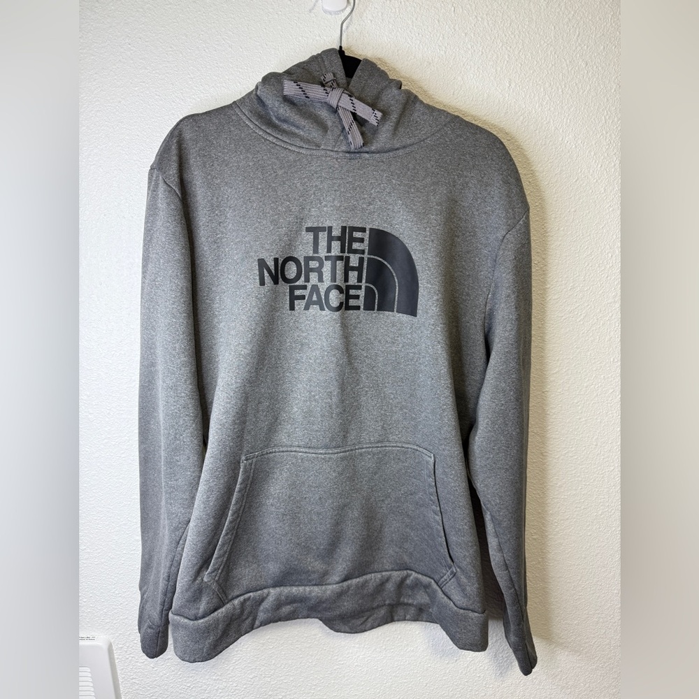 The North Face Men's Charcoal Hoodie-Pre-owned